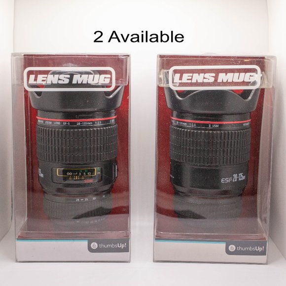 Thumbs Up! Camera Lens Mug Cup w/ Cover Lid (looks like Canon & Nikon Lens) - Picture 1 of 3